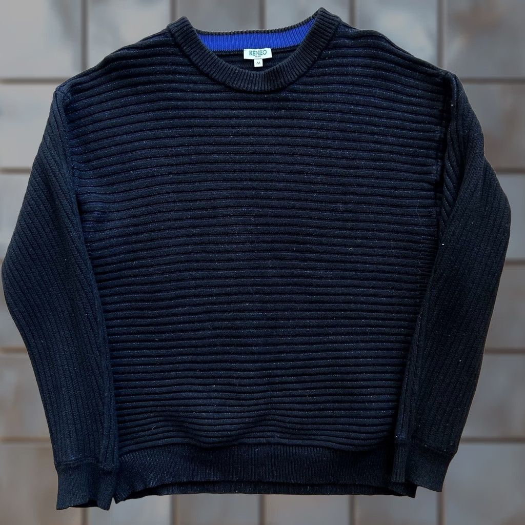Kenzo Kenzo Paris Sweater Women's M Black Wool Knit Pullover Round Neck Long Sleeve Logo Striped Casual Fall Winter Boho Outdoor Size M / US 6-8 / IT 42-44 - 1 Thumbnail