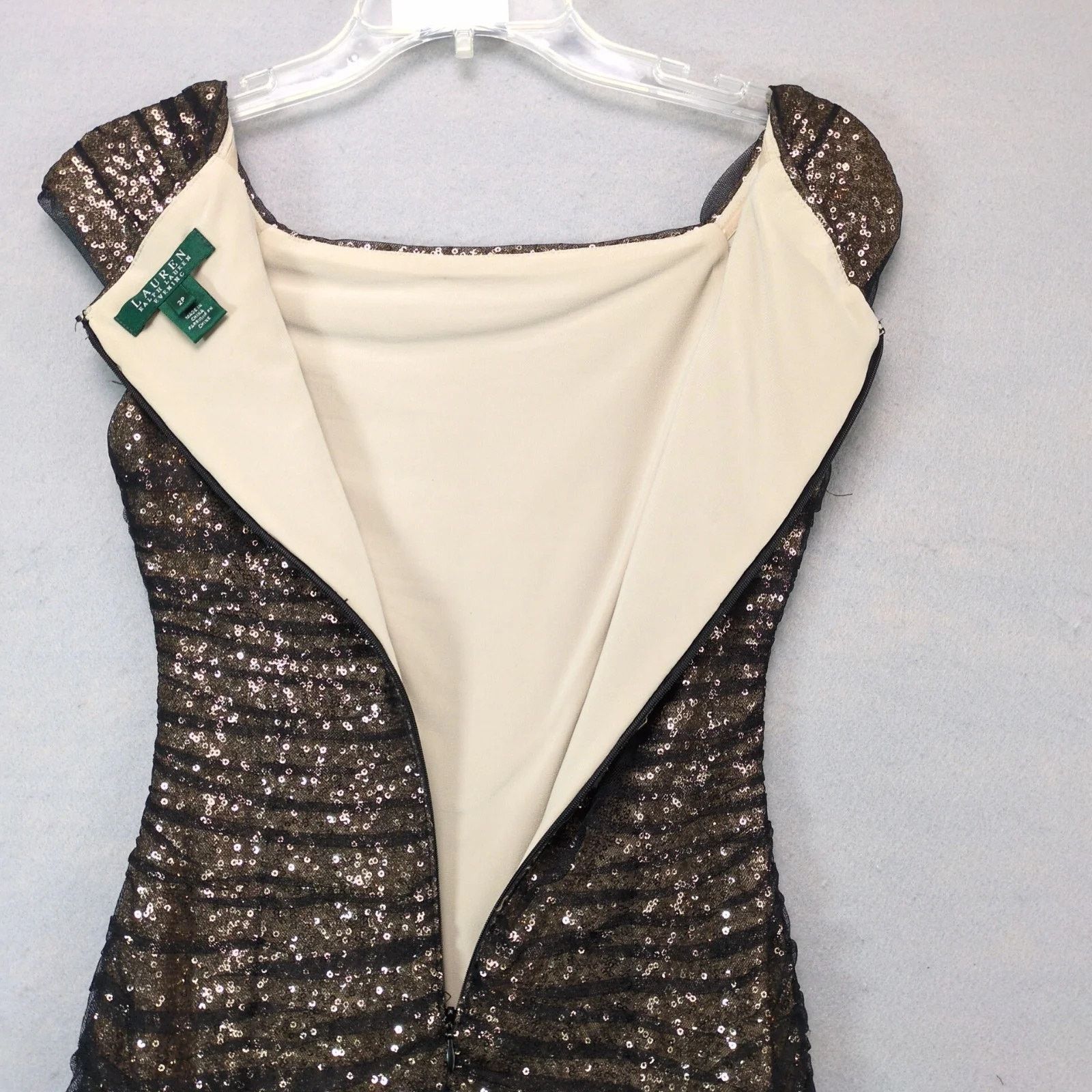 Ralph Lauren LRL Ralph Lauren Evening Gold Sequin Chiffon Bodycon Dress Size XS / US 0-2 / IT 36-38 - 4 Thumbnail