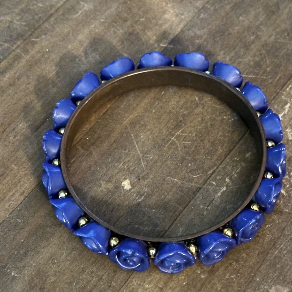 Vintage Vintage blue roses bangle bracelet Size ONE SIZE - 4 Thumbnail