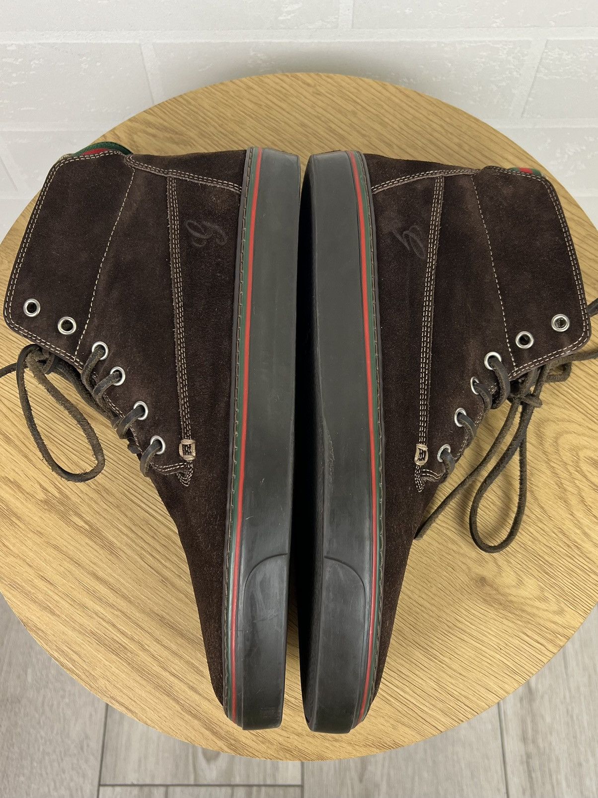Gucci GUCCI Boots Suede Leather Shoes GG Monogram Logo Brown Men’s Size US 8 / EU 41 - 10 Thumbnail