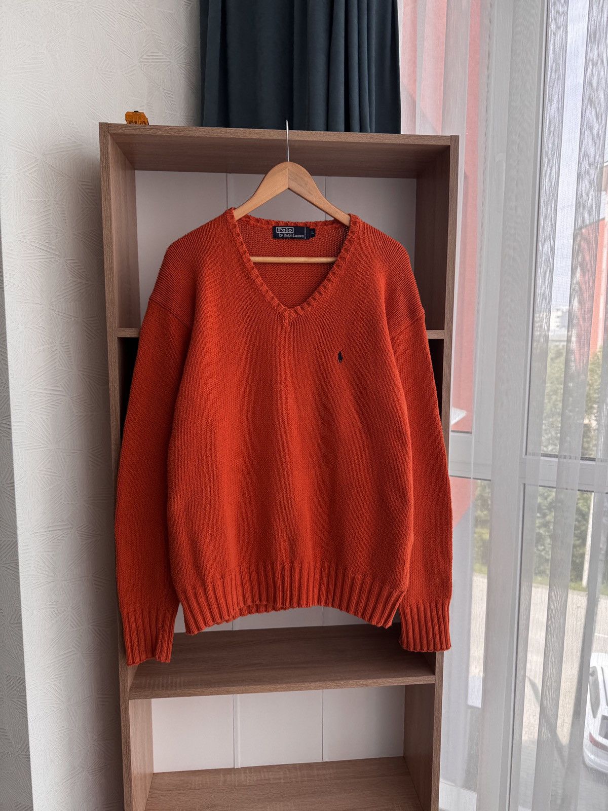Polo Ralph Lauren × Vintage Vintage Polo Ralph Lauren Orange Heavyweight Knit Sweater Size US L / EU 52-54 / 3 - 1 Thumbnail