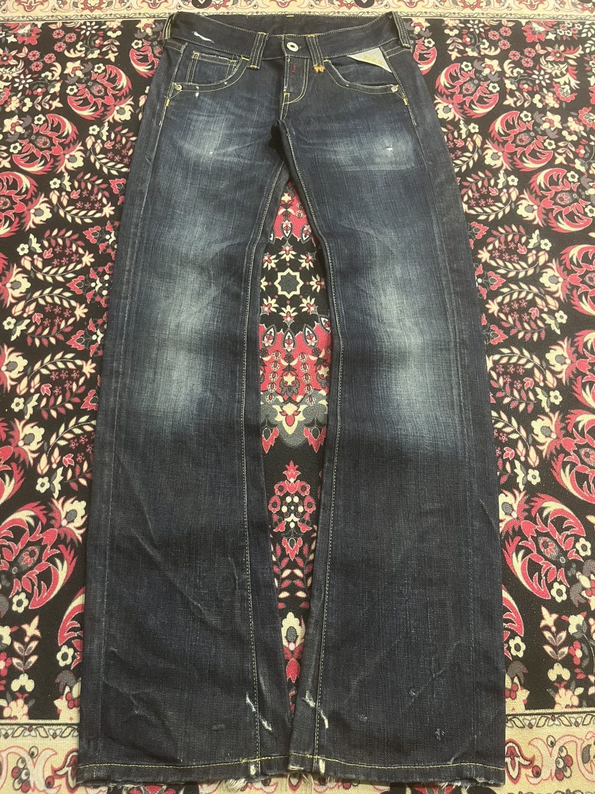 Replay Vintage Replay Dark Blue Faded Washed Frayed Leg Flare Jeans Size 26" / US 2 / IT 38 - 1 Thumbnail