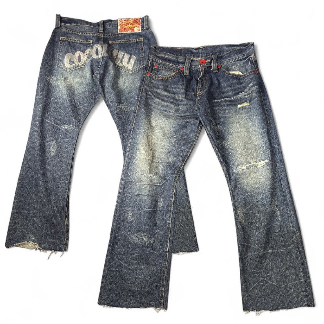 Beauty Beast 🔥🇯🇵 Japanese Distressed Co&Lu Ripped Baggy Jeans Size US 34 / EU 50 - 1 Thumbnail