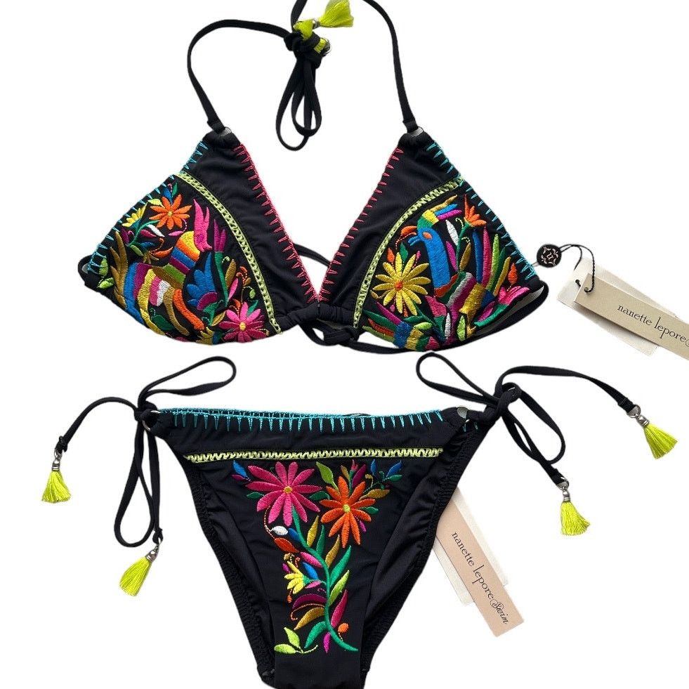 Nanette Lepore NANETTE LEPORE Marietas Embroidered Bikini Set, XS Size XS / US 0-2 / IT 36-38 - 2 Thumbnail