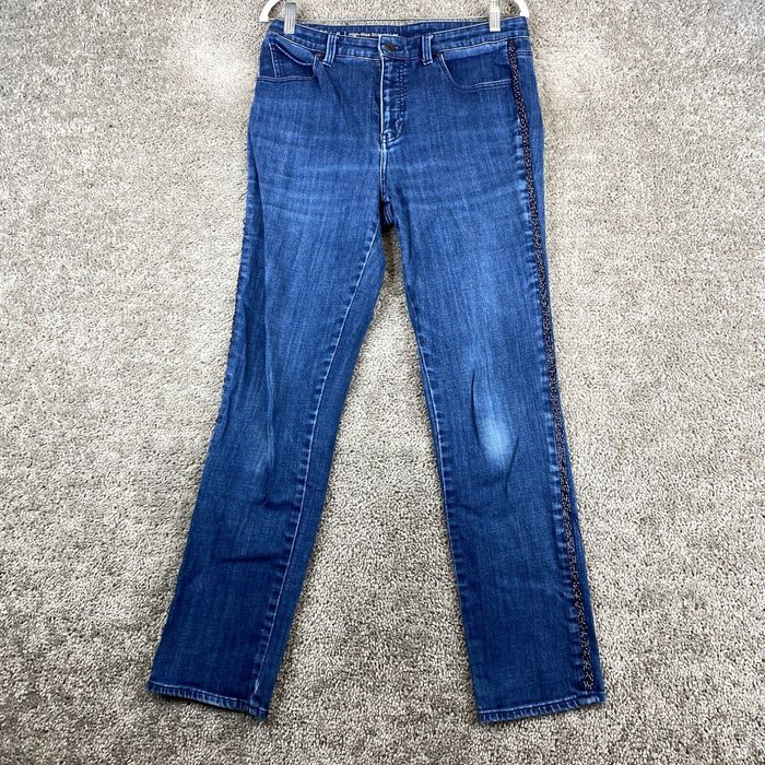 Talbots Flawless Women's Blue Dark Wash High Waist Wide Crop Denim Jeans 4P