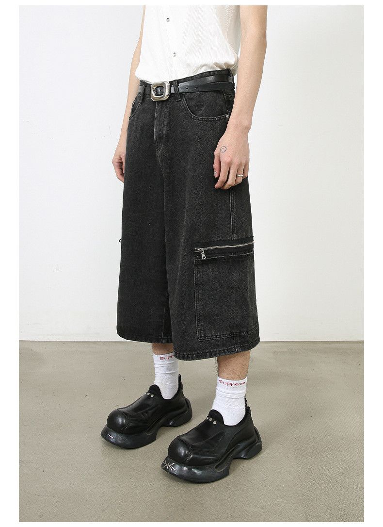 Japanese Brand × Jean Street Retro Loose Washed Cargo Denim Shorts Size US 32 / EU 48 - 3 Thumbnail