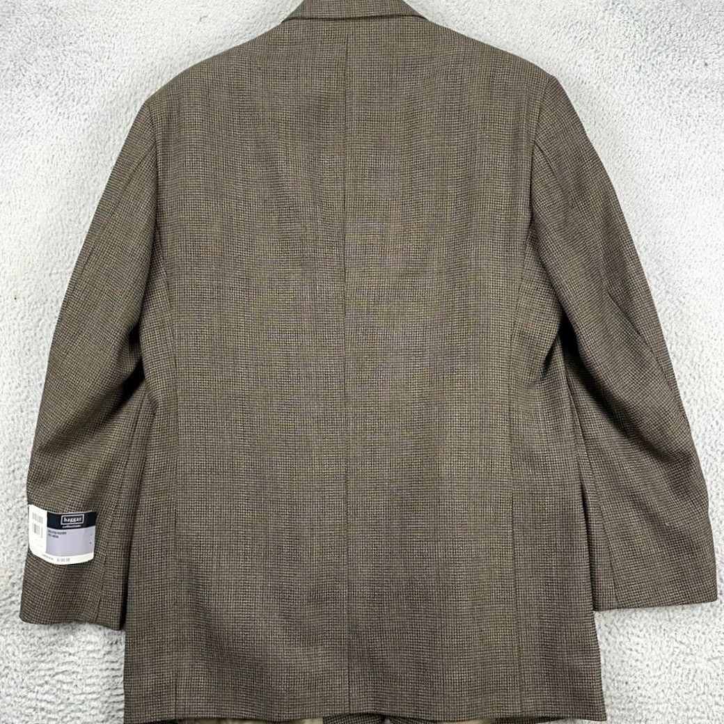 Haggar Haggar Sport Coat Blazer Men 42L Brown Wool Blend 2 Front Button Flap Pocket NEW Size 42R - 5 Thumbnail