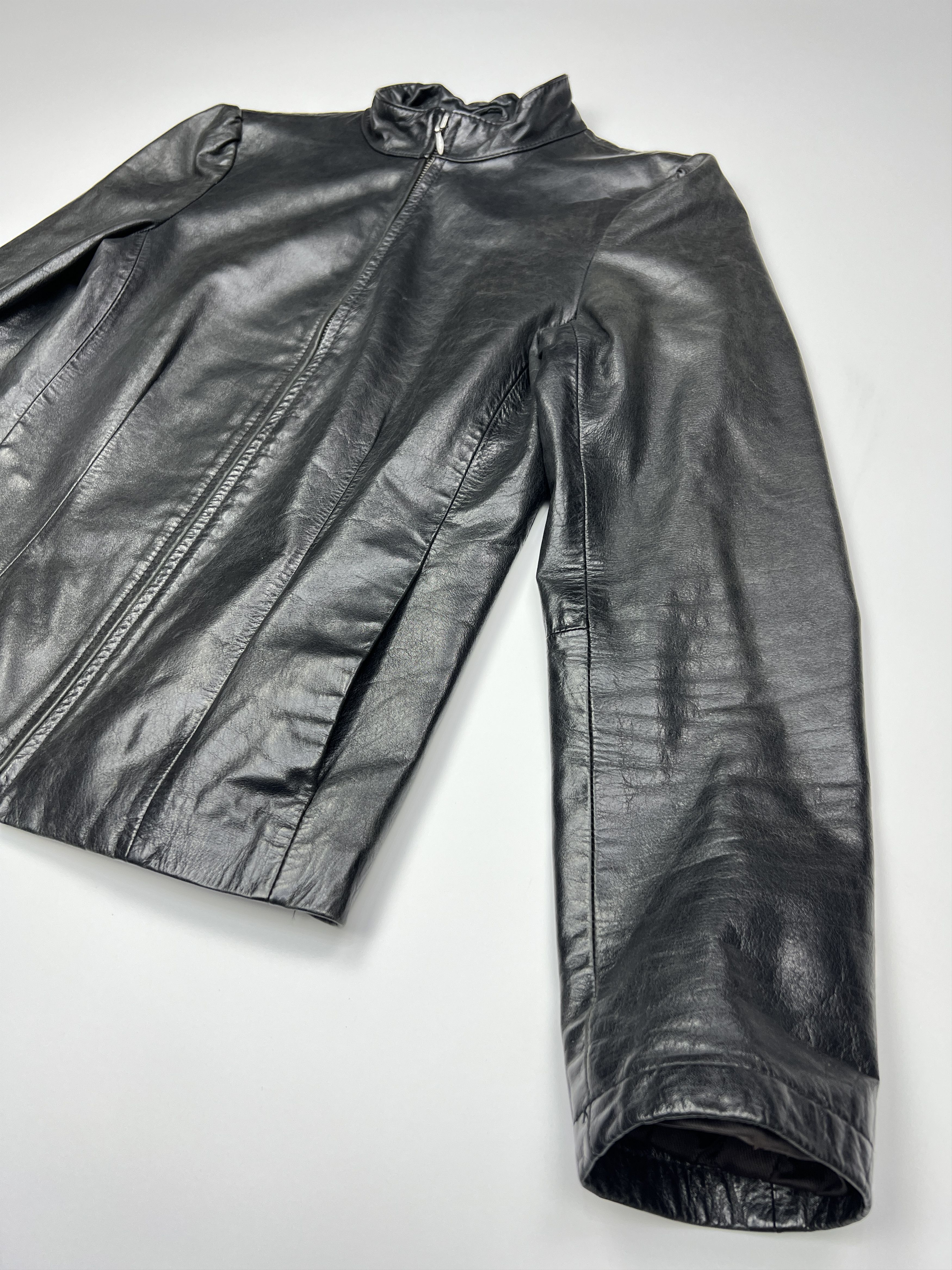 Vintage Vintage Y2K Avant Garde Black Leather Biker Jacket Size S / US 4 / IT 40 - 9 Thumbnail