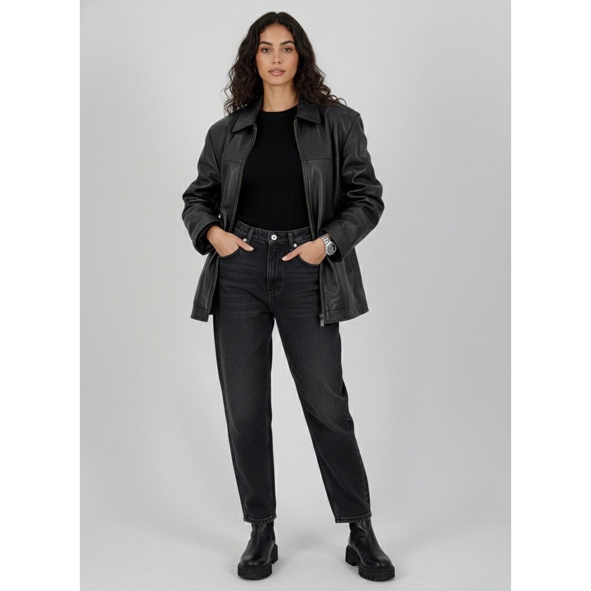 Perry Ellis VTG Perry Ellis Portfolio Mens Black Lambskin Leather Jacket Size US S / EU 44-46 / 1 - 21 Thumbnail