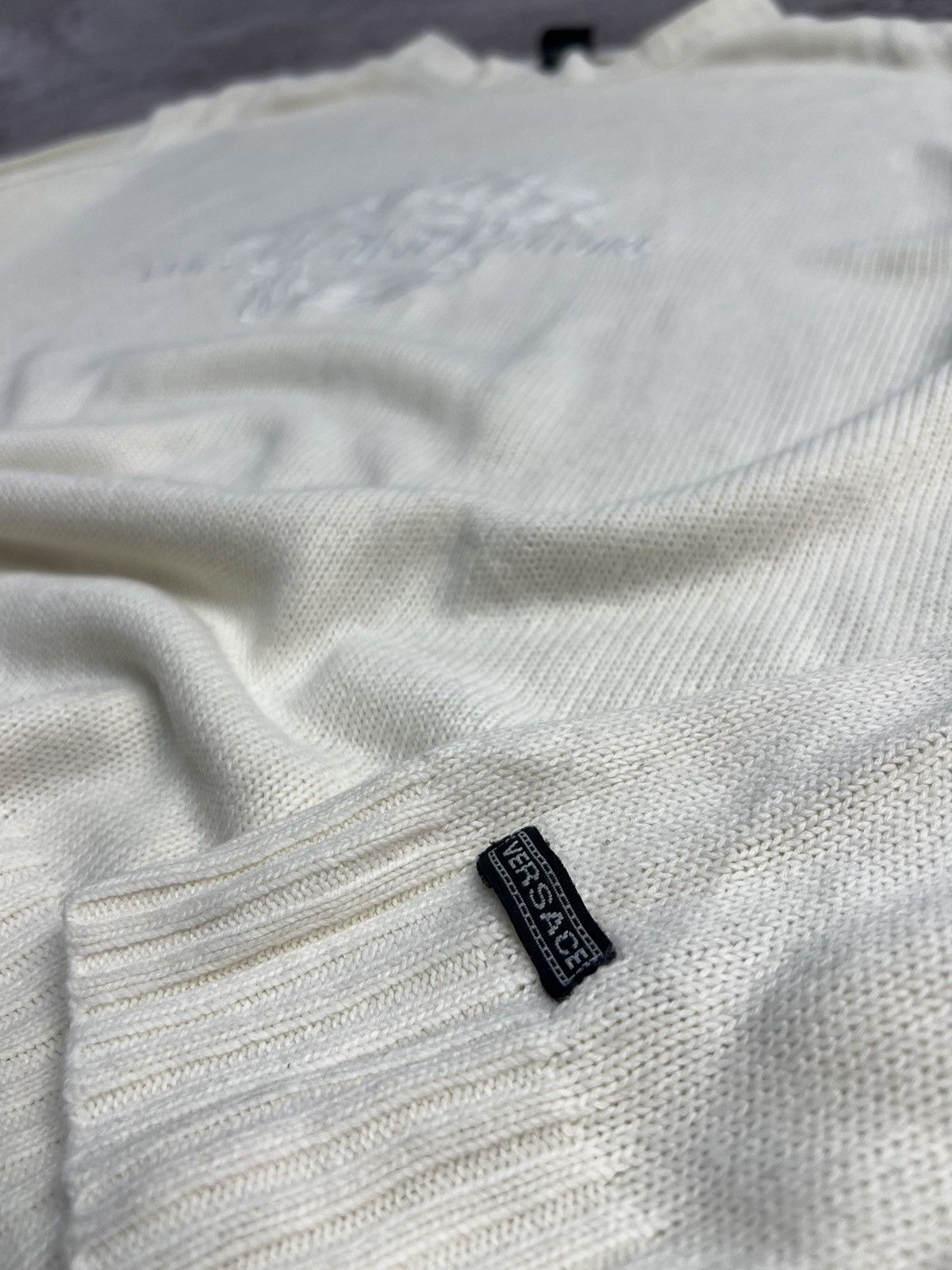 Versace Jeans Couture × Vintage Vintage Versace Jeans Couture Distressed Striped Sweater Y2K Size US XL / EU 56 / 4 - 6 Thumbnail