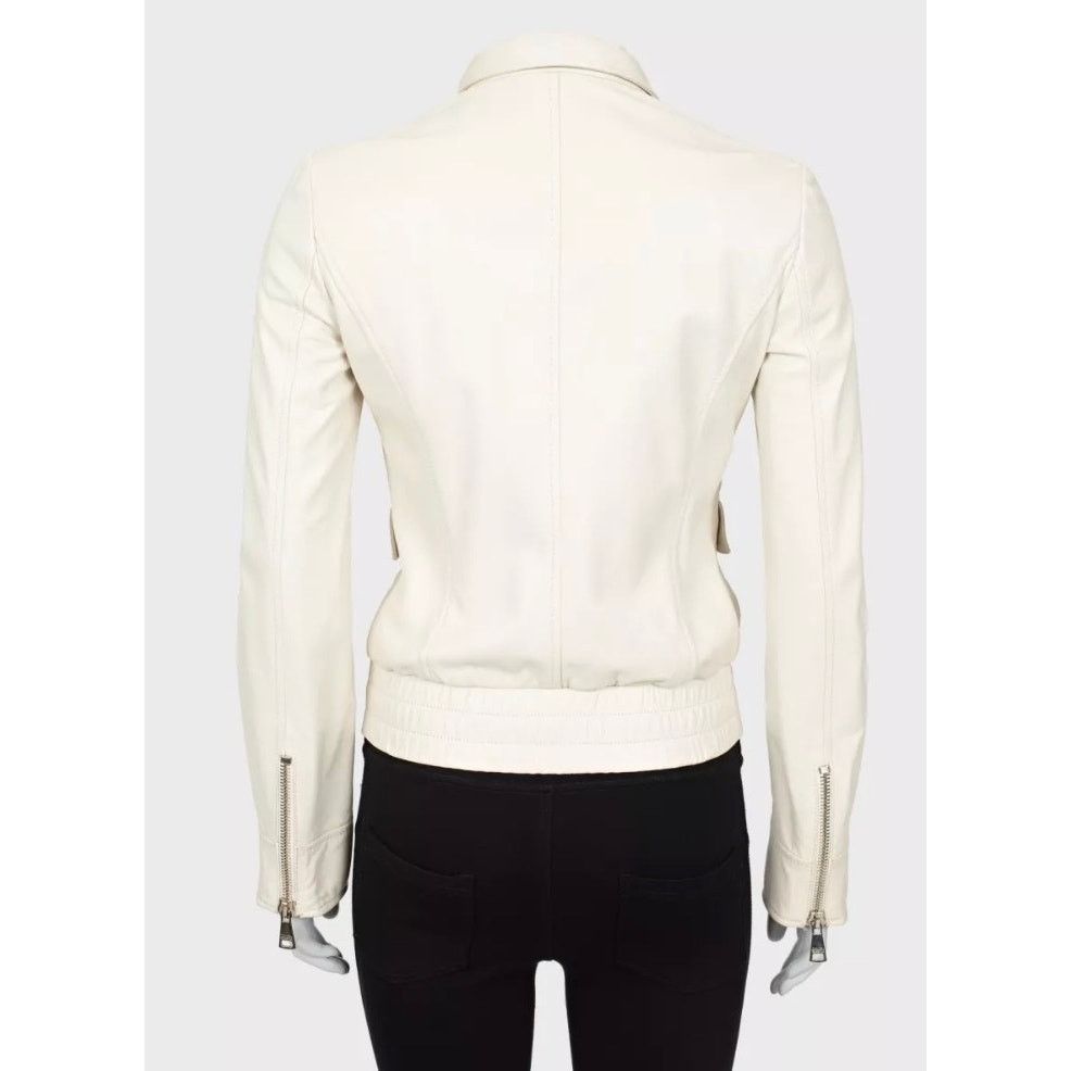 Dolce & Gabbana Dolce & Gabbana White Leather Jacket IT 40 / S Size S / US 4 / IT 40 - 3 Thumbnail