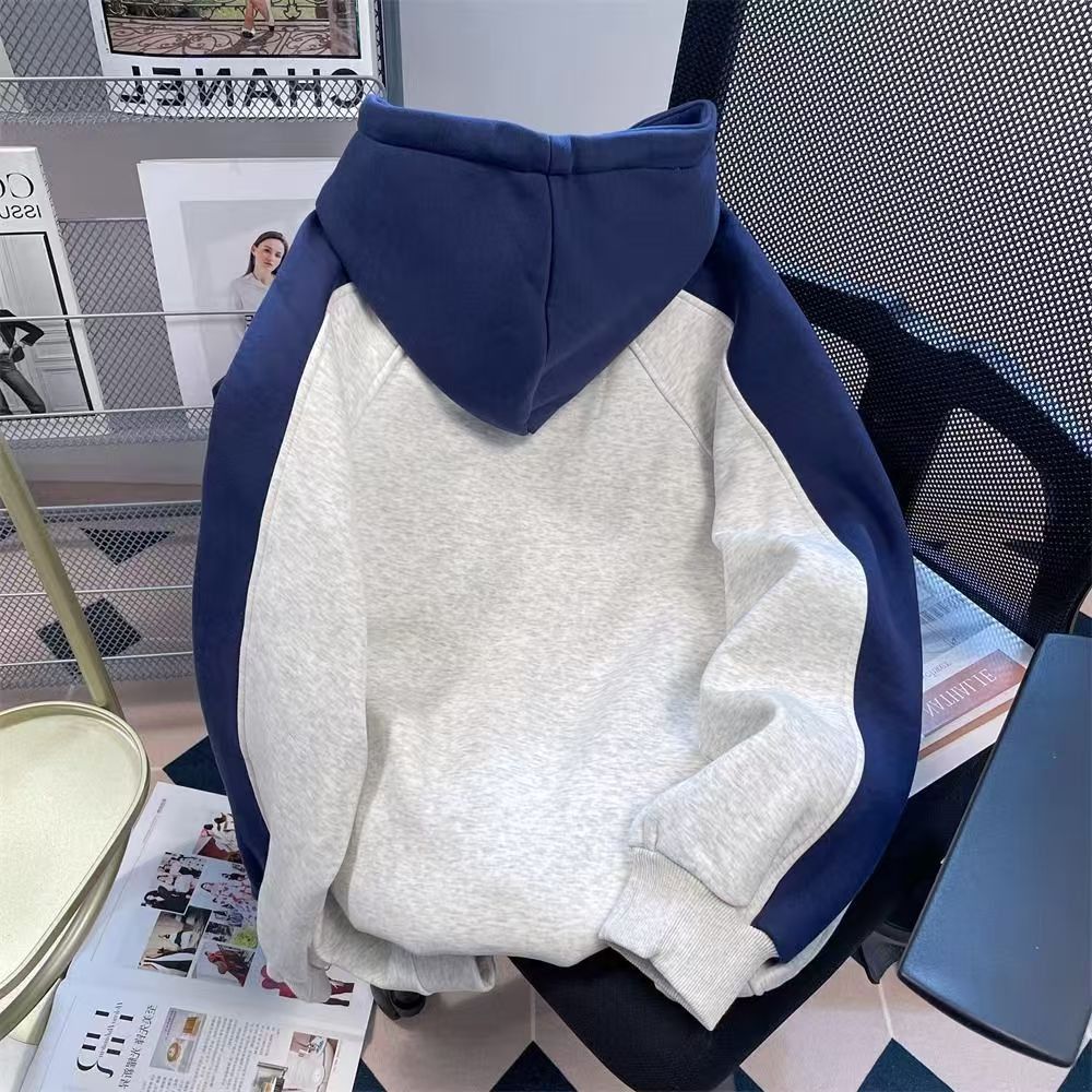 Colorblock Raglan Sleeve Half-Zip Hoodie