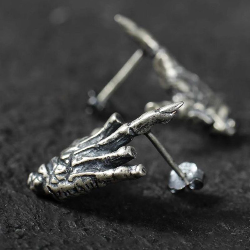 Jewelry Demon Skull Matchless Earrings One Pairs Chrome Jewelry Size ONE SIZE - 3 Thumbnail