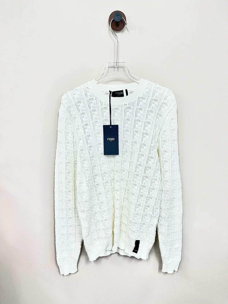 Fendi Fendi White Logo Knit Sweater 46 - dmc Size US XL / EU 56 / 4 - 1 Thumbnail