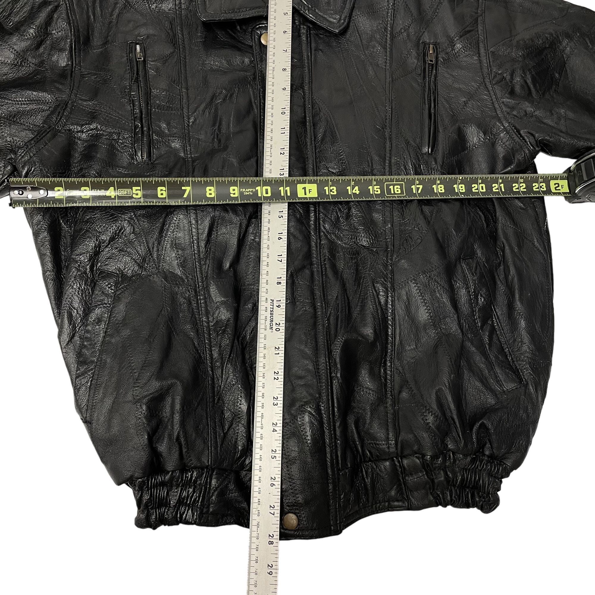 Other Vtg Navarre Italian STONE Design Black Leather BOMBER Size US XL / EU 56 / 4 - 10 Thumbnail