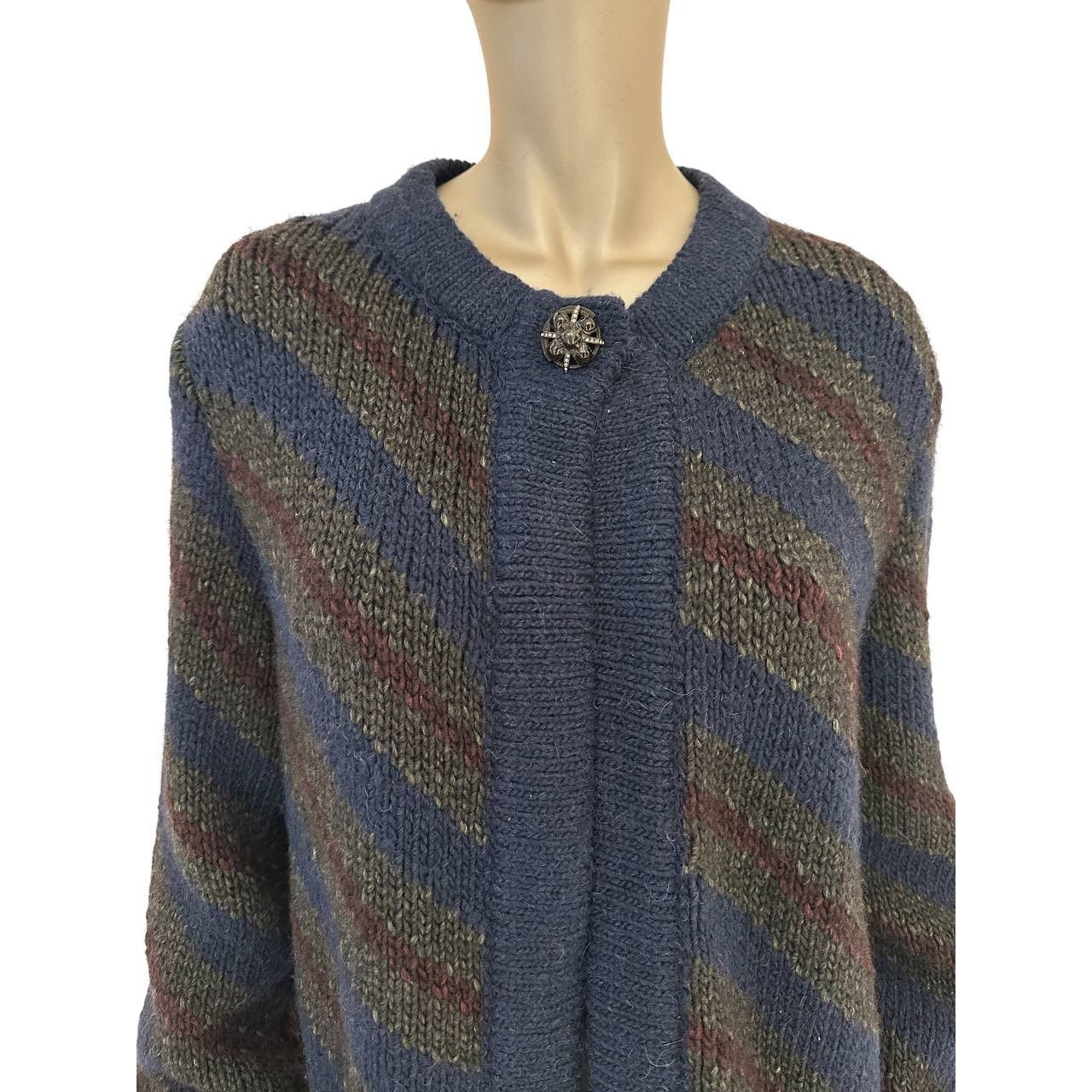 Chanel Chic CHANEL Navy Wool Alpaca Striped Chunky Cardigan Sz 34 Size XS / US 0-2 / IT 36-38 - 4 Thumbnail
