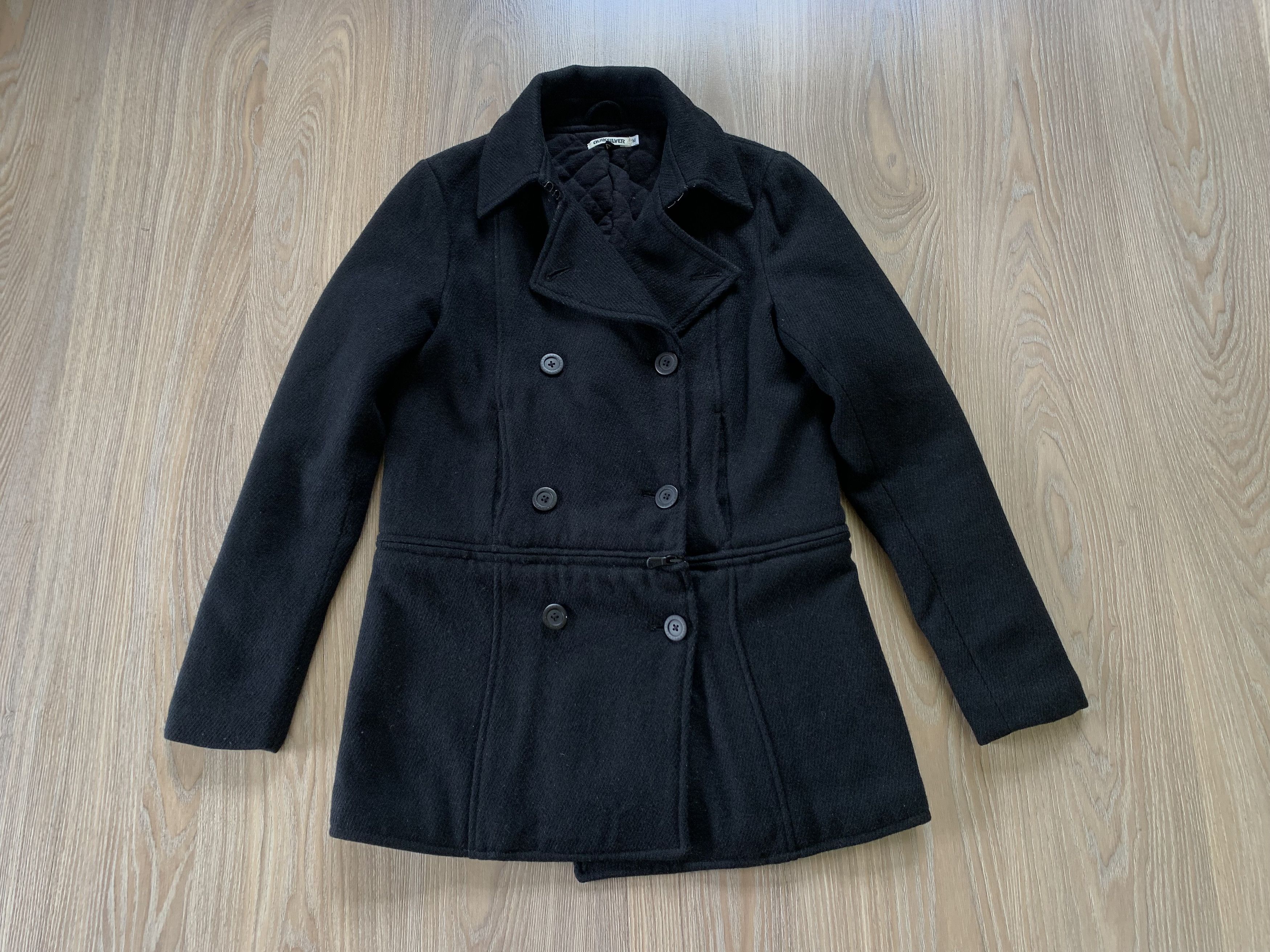 Quicksilver × Vintage Quicksilver Womens Black Wool Coat Size M / US 6-8 / IT 42-44 - 2 Thumbnail