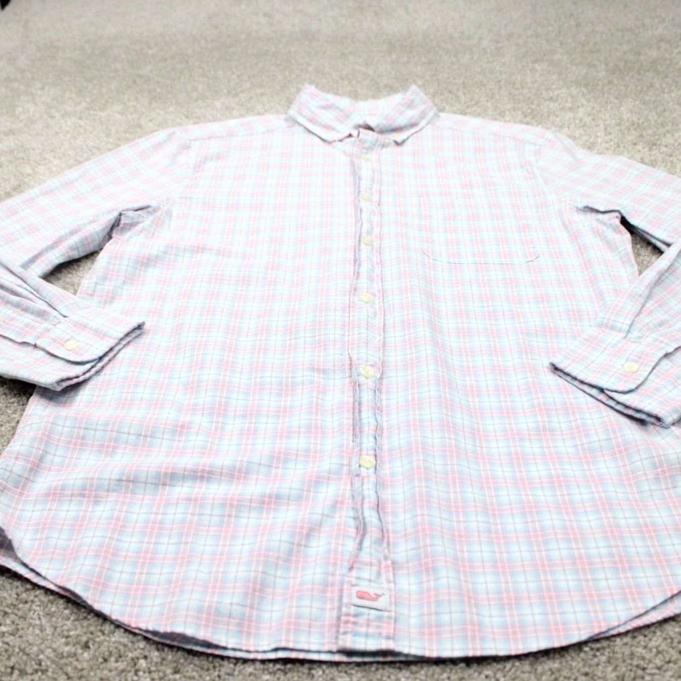 Vineyard Vines Vineyard Vines Shirt Mens Medium Cotton Stretch Classic Fit Murray L/S Pink/Blue Size US M / EU 48-50 / 2 - 3 Thumbnail