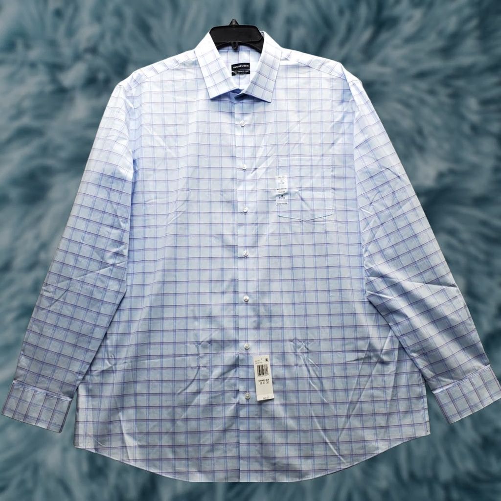 Van Heusen Van Heusen Mens Dress Shirt 18 Multicolor Plaid Ultra Wrinkle Free Shirt Size 48R - 1 Thumbnail