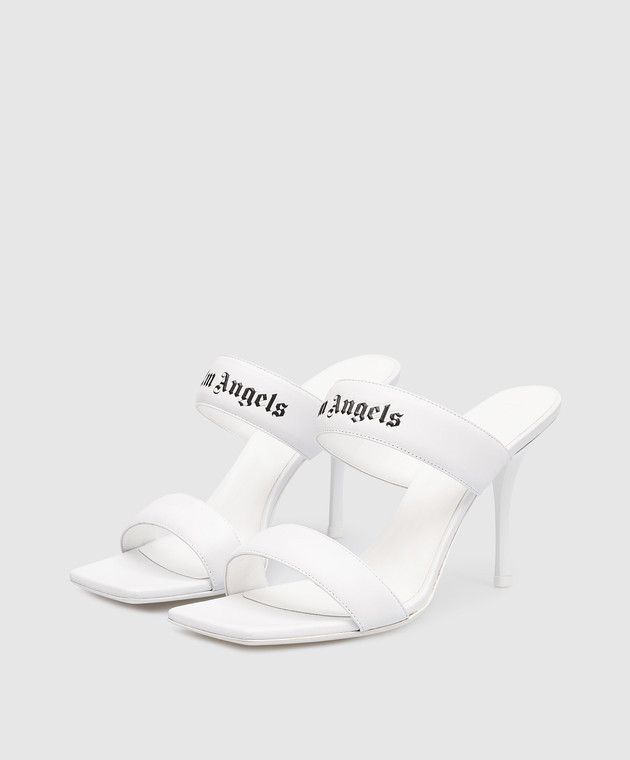 Palm Angels o1y1125 Logo Mules in White Size US 8 / IT 38 - 3 Thumbnail
