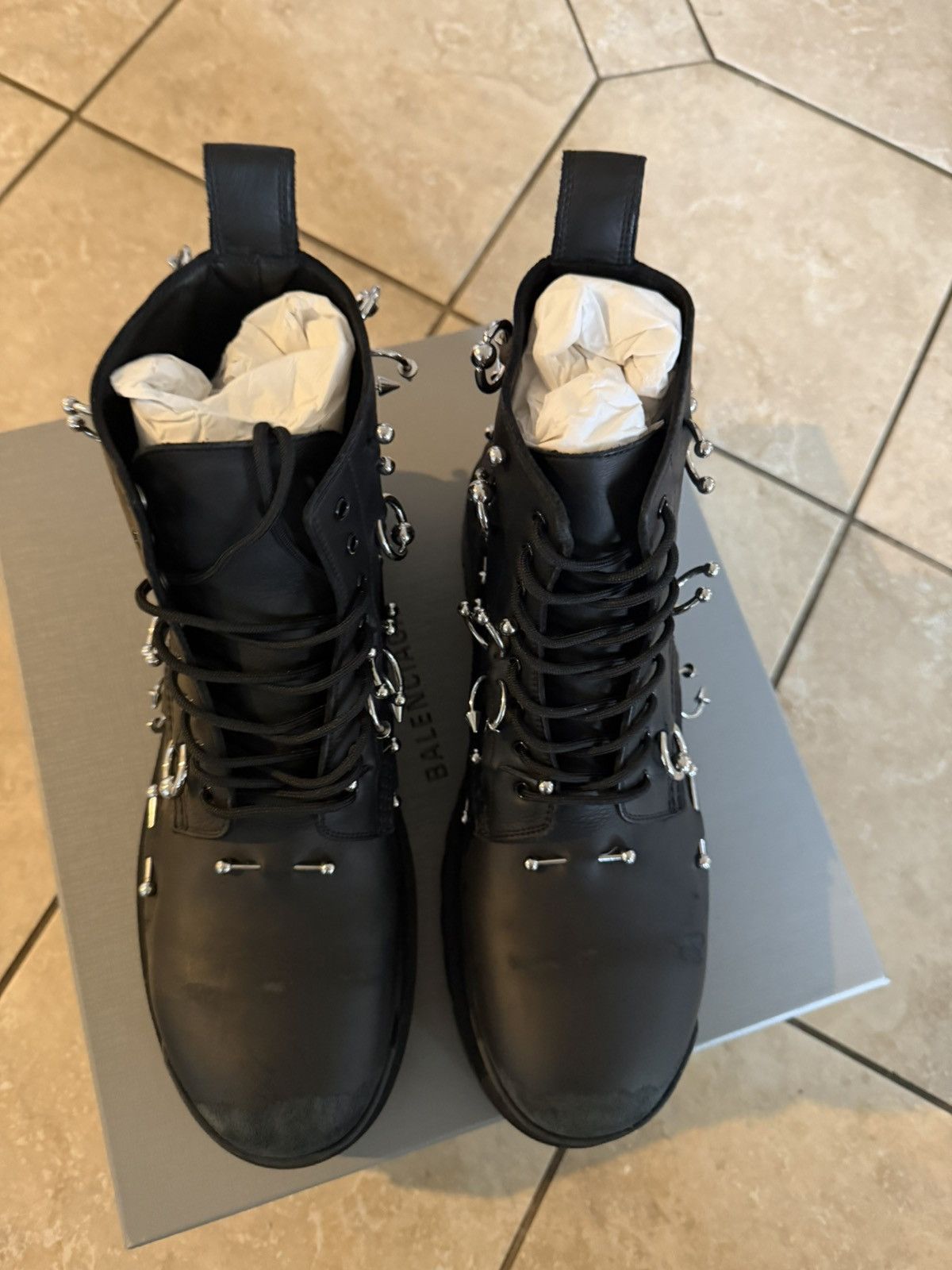 Balenciaga Balenciaga black leather piercing strike boots 43 Size US 10 / EU 43 - 3 Thumbnail