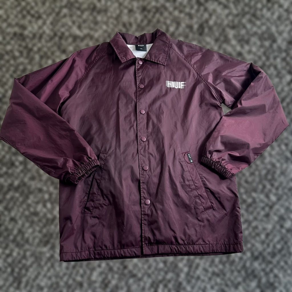Huf HUF Set H Coaches Jacket Mens Size Small Maroon Snap Button Windbreaker Size US S / EU 44-46 / 1 - 1 Thumbnail