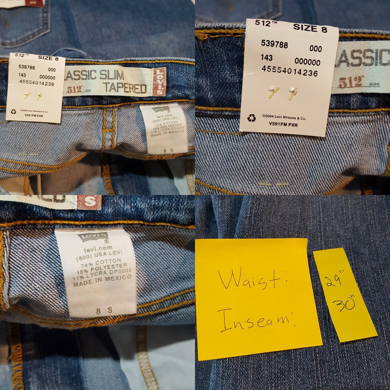 Levi's VINTAGE Levi's 512 Slim Tapered Jeans Women 8 Blue Denim 29in 30in Y2K 90s VTG Retro Rock Fashion Size 30" / US 8 / IT 44 - 8 Thumbnail
