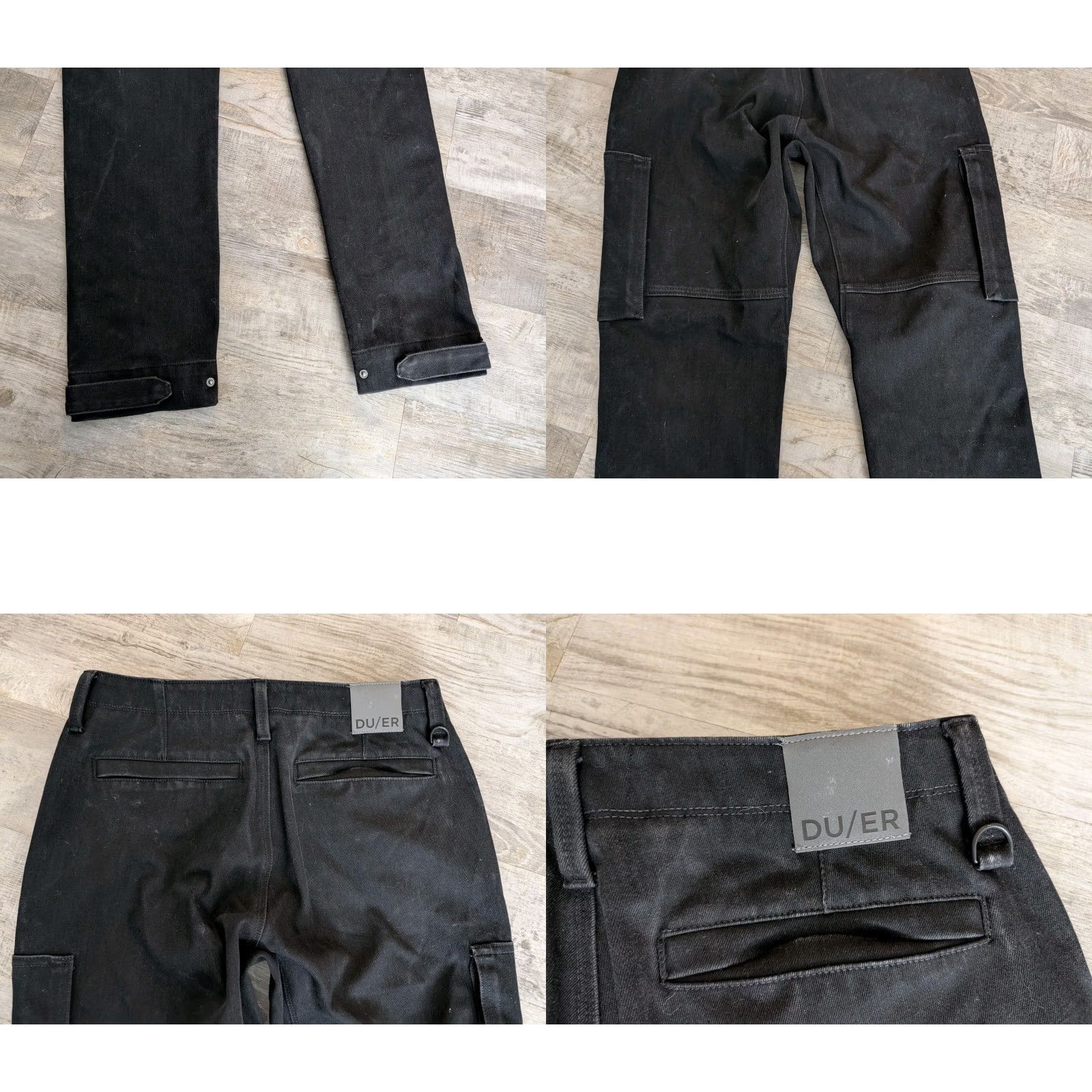 DU/ER Live Free Adventure Pants Mens 34X32 Cargo Black Slim Stretch Canvas
