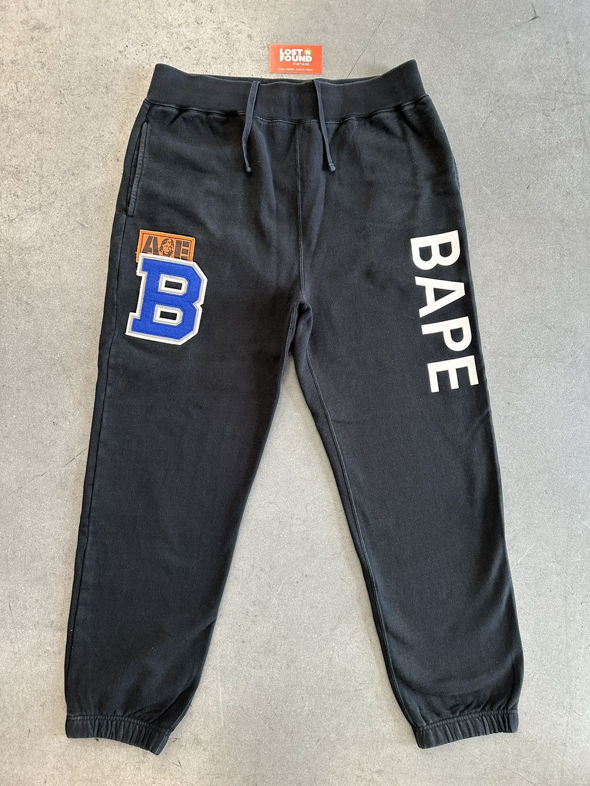 image of Bape A Bathing Ape Patchwork Sweatpants in Black, Men's (Size 36)