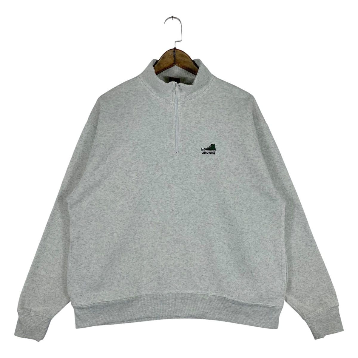 Converse × Vintage Vintage Converse Shoes Sweatshirt Quater Zip Small Logo Size US M / EU 48-50 / 2 - 1 Thumbnail