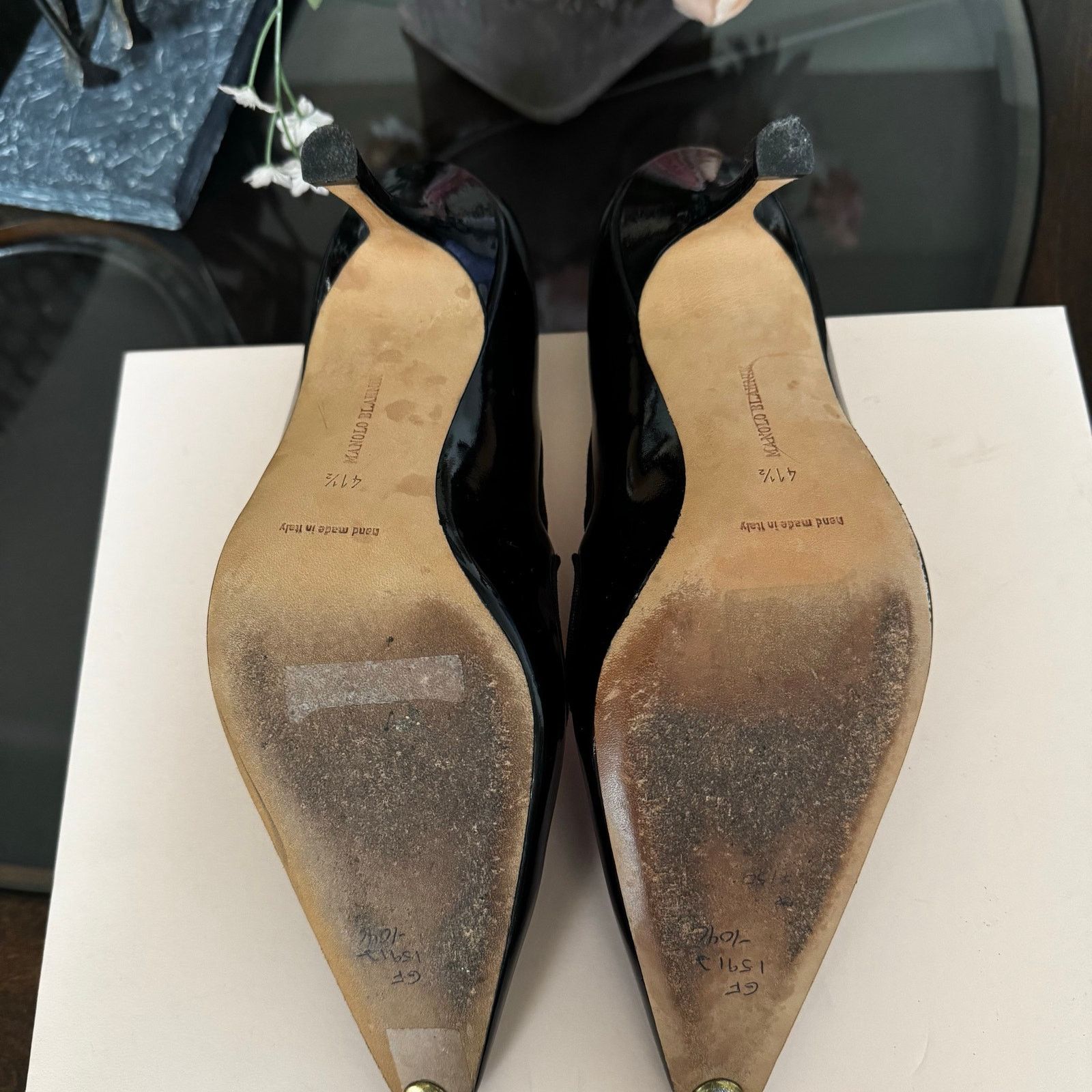 Manolo Blahnik Manolo Blahnik Black Patent Campari Mary Jane Pumps 41.5M Size US 11.5 / IT 41.5 - 9 Thumbnail
