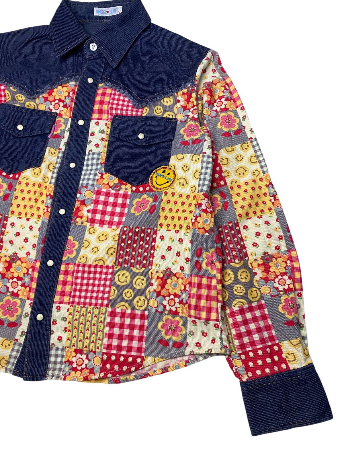 Angel Blue 2000's Angel Blue Patchwork Corduroy Shirts Size US M / EU 48-50 / 2 - 2 Thumbnail