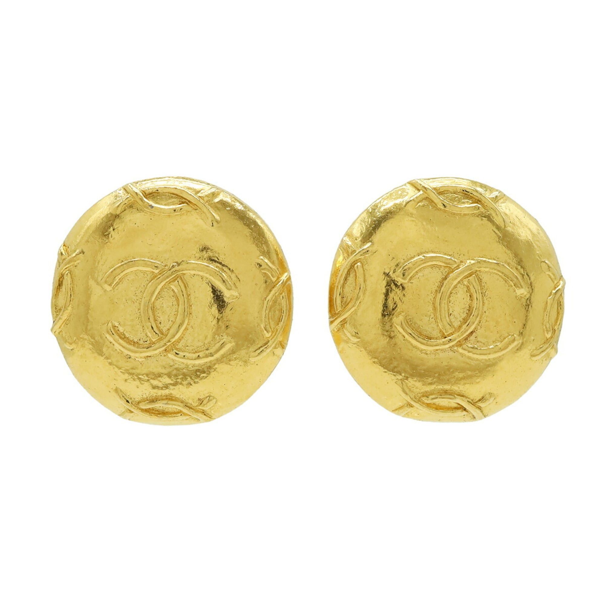 Chanel CHANEL Coco Mark Button Earrings GP Gold Size ONE SIZE - 1 Thumbnail