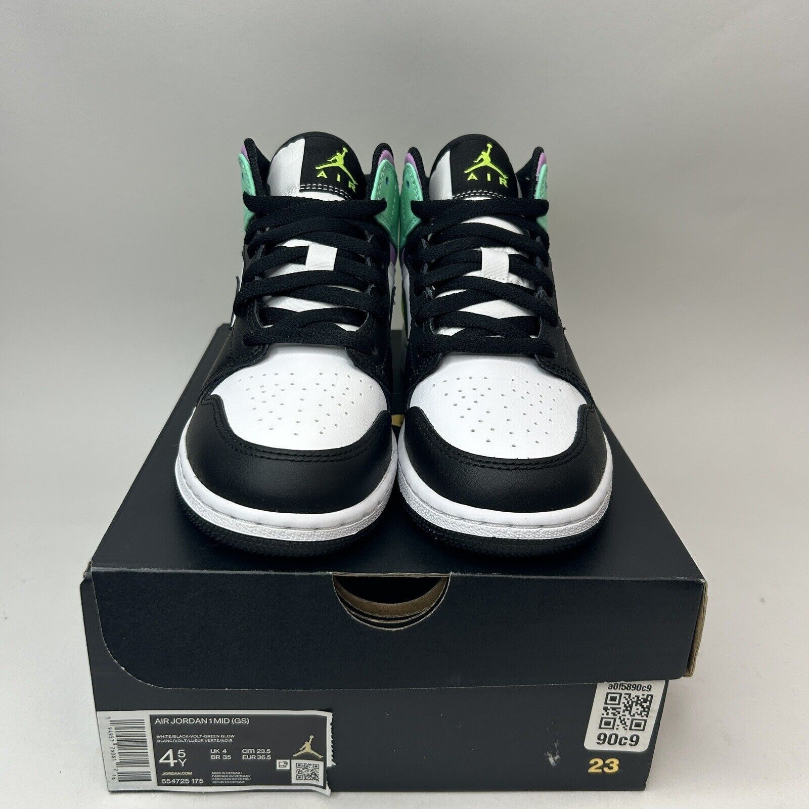 Jordan Brand Nike Air Jordan 1 Mid GS “Pastel/Volt Green Glow” 2023 Size US 6 / IT 36 - 2 Thumbnail