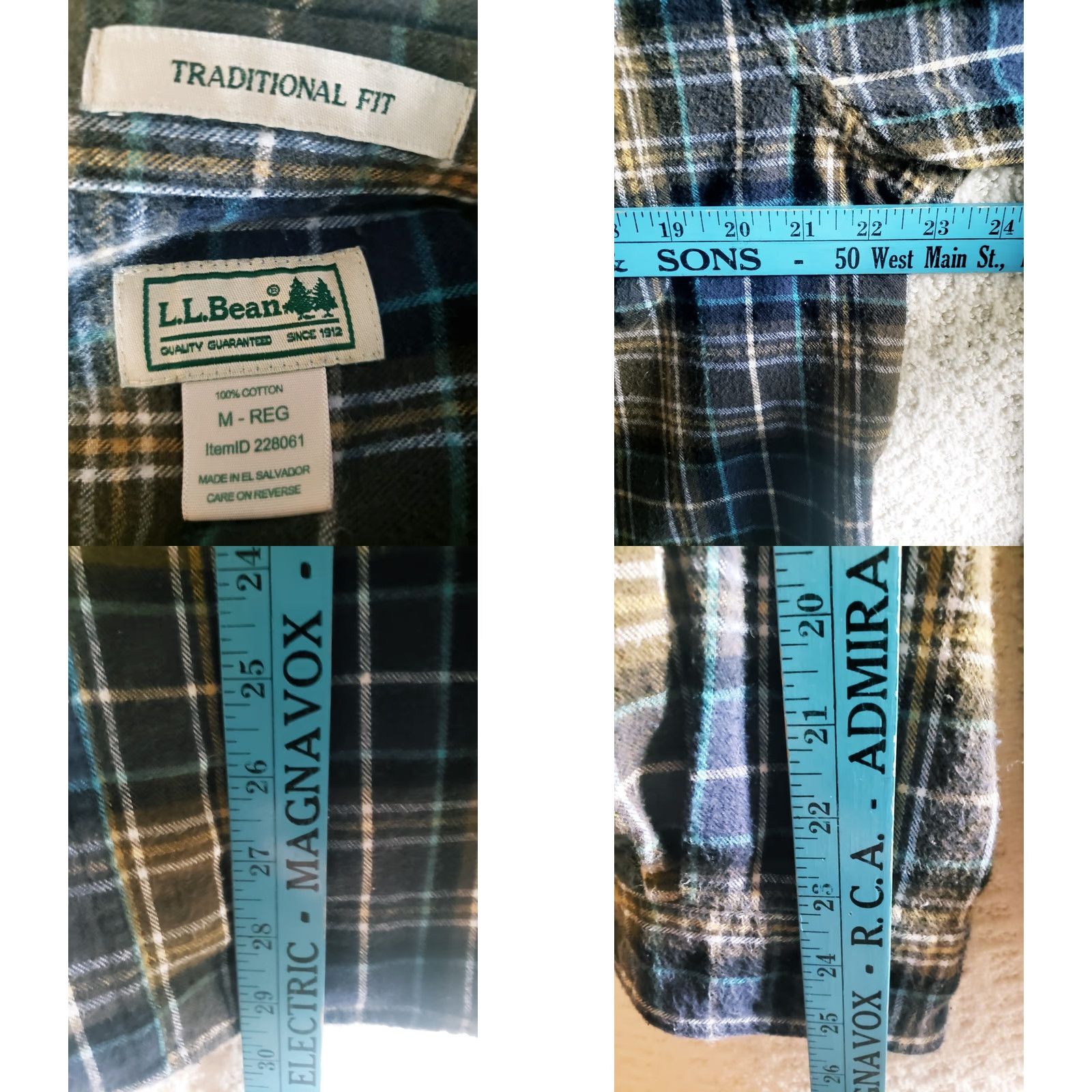 Vintage L.L. Bean Shirt Men Green Blue Plaid Traditional Fit Button-Up Size M Size US M / EU 48-50 / 2 - 8 Thumbnail