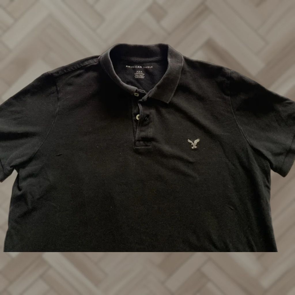 American Eagle Outfitters American Eagle Outfitters Eagle Polo Shirt Mens M Black Classic Fit Polo Short Sleeve Embroidered Solid 100% Cotton Golf Casual Preppy Size US M / EU 48-50 / 2 - 1 Thumbnail