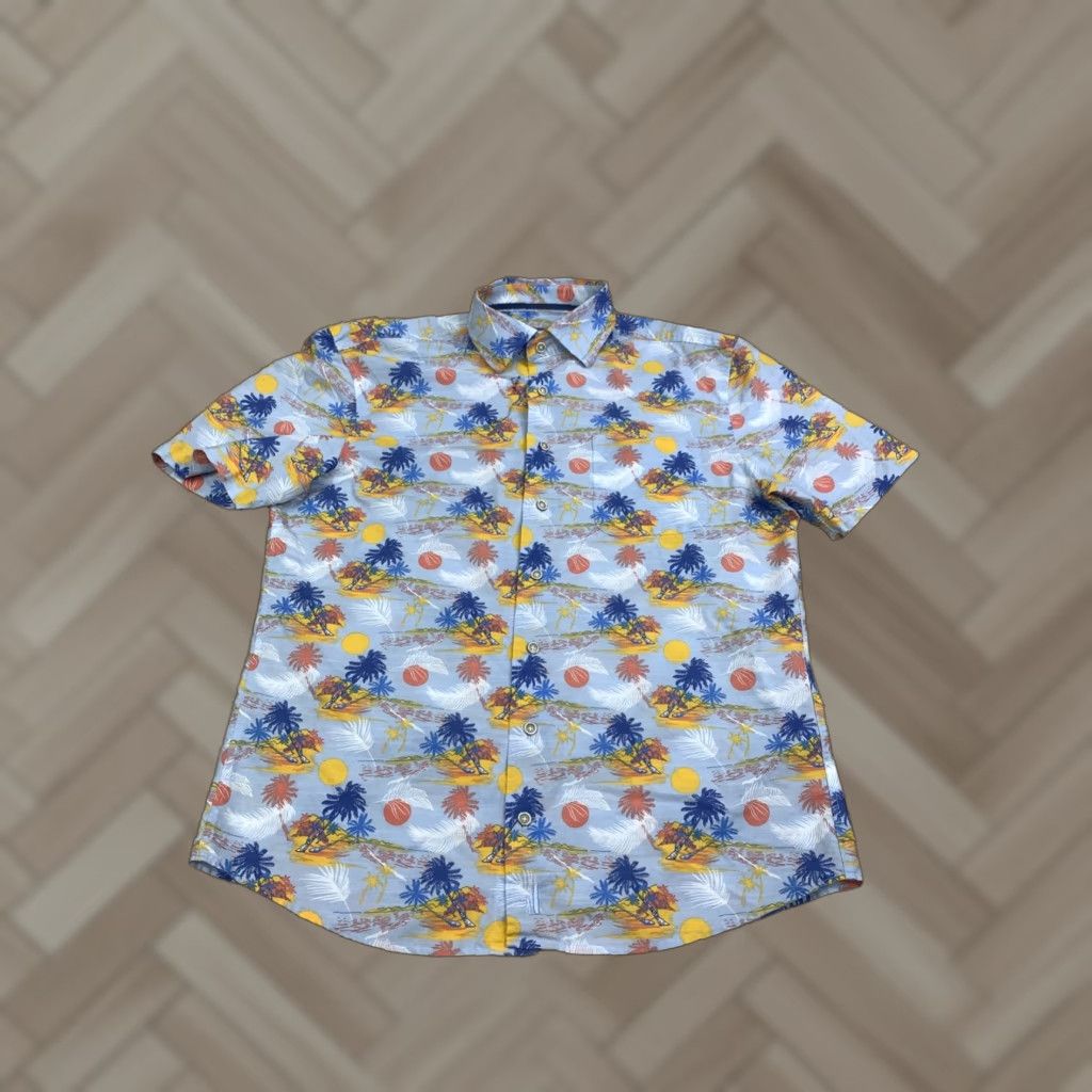 johnnie-O Johnnie-O Button-Up Shirt Mens S Blue Beach Vacation Casual Short Sleeve Cotton? (Note: cotton not in original) Size US S / EU 44-46 / 1 - 1 Thumbnail