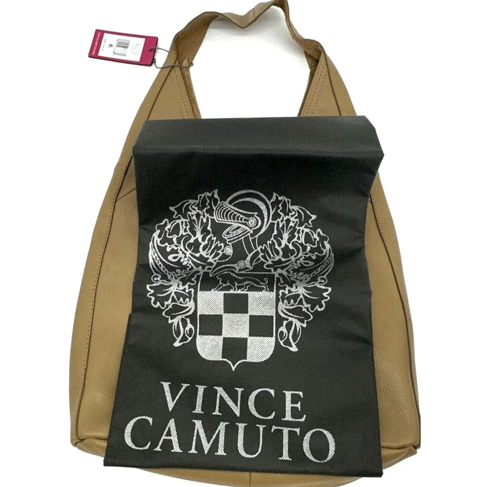Vince Camuto Vince Camuto Jozie Hobo Bag Dessert Tan Wristlet Dust Bag Women Tan Leather Silver Hardware Inner Pockets 22 x 14 x 4 1/2 Snap Closure Size ONE SIZE - 5 Thumbnail