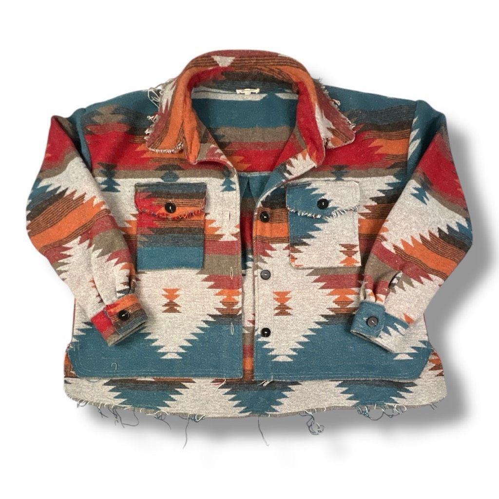 Other La Miel Western Aztec Oversized Distressed Jacket Size Mediu Size M / US 6-8 / IT 42-44 - 1 Thumbnail