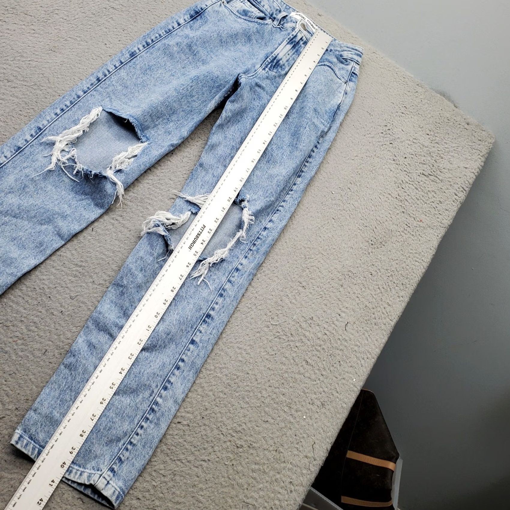 Vintage Social Tourist Straight Jeans Women 1R Blue Denim Stretch 5-Pocket Inseam 29.5" Vintage No Size 25" / US 0 / IT 36 - 4 Thumbnail