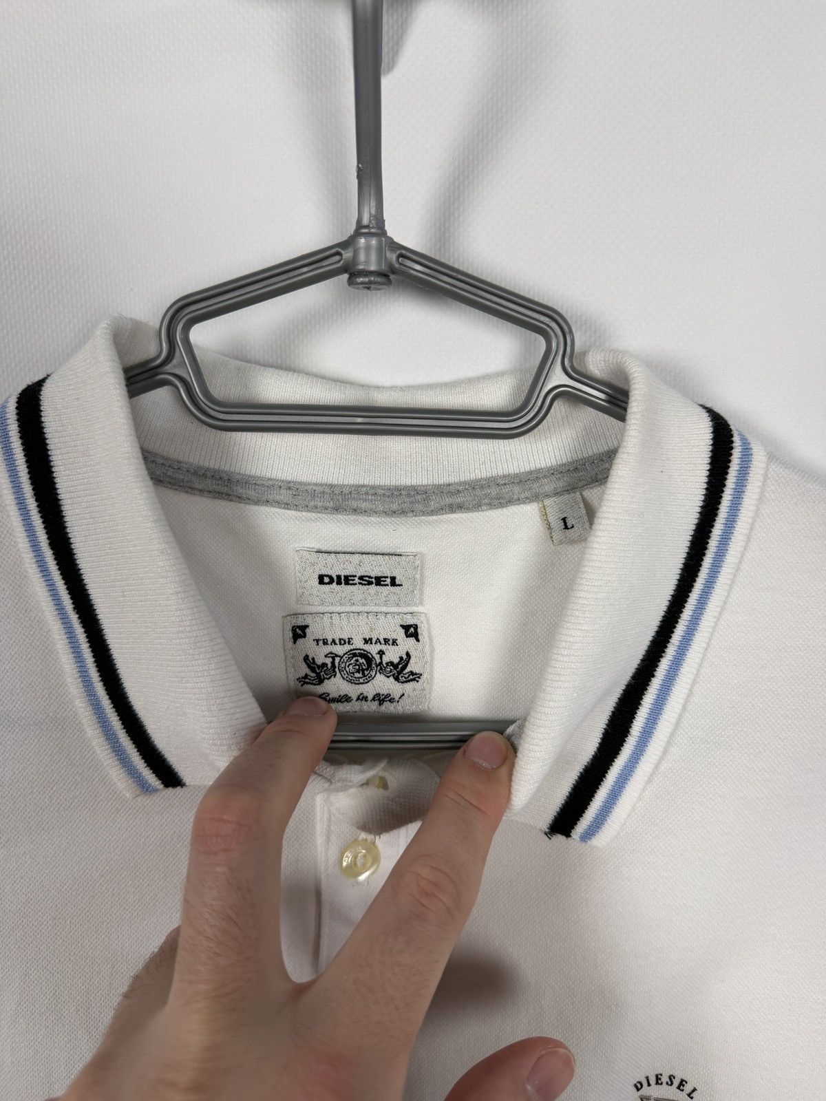 Diesel Men’s Diesel Short Sleeve Polo Shirt White Size L Large Size US L / EU 52-54 / 3 - 7 Thumbnail