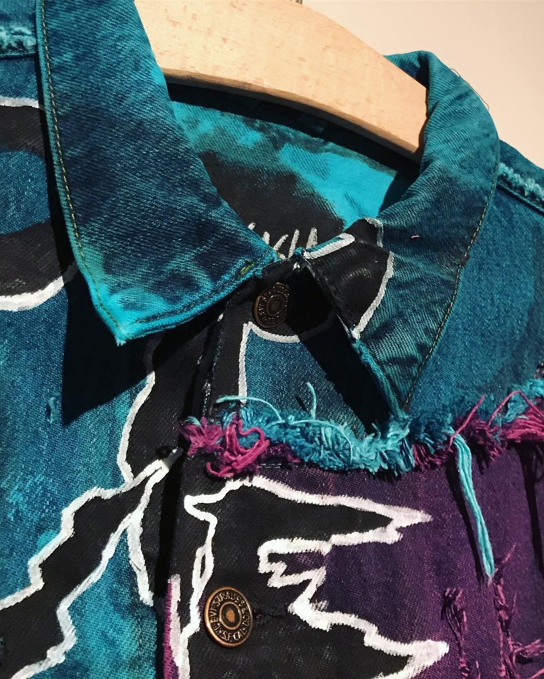Levi's Vintage Clothing Skull Custom Denim jacket painted Size US L / EU 52-54 / 3 - 4 Thumbnail