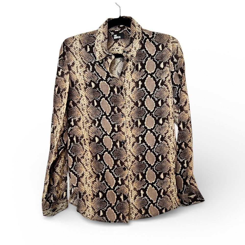 The Kooples The Kooples 100% Silk Snakeskin Print Button Front Shirt Size XS / US 0-2 / IT 36-38 - 4 Thumbnail