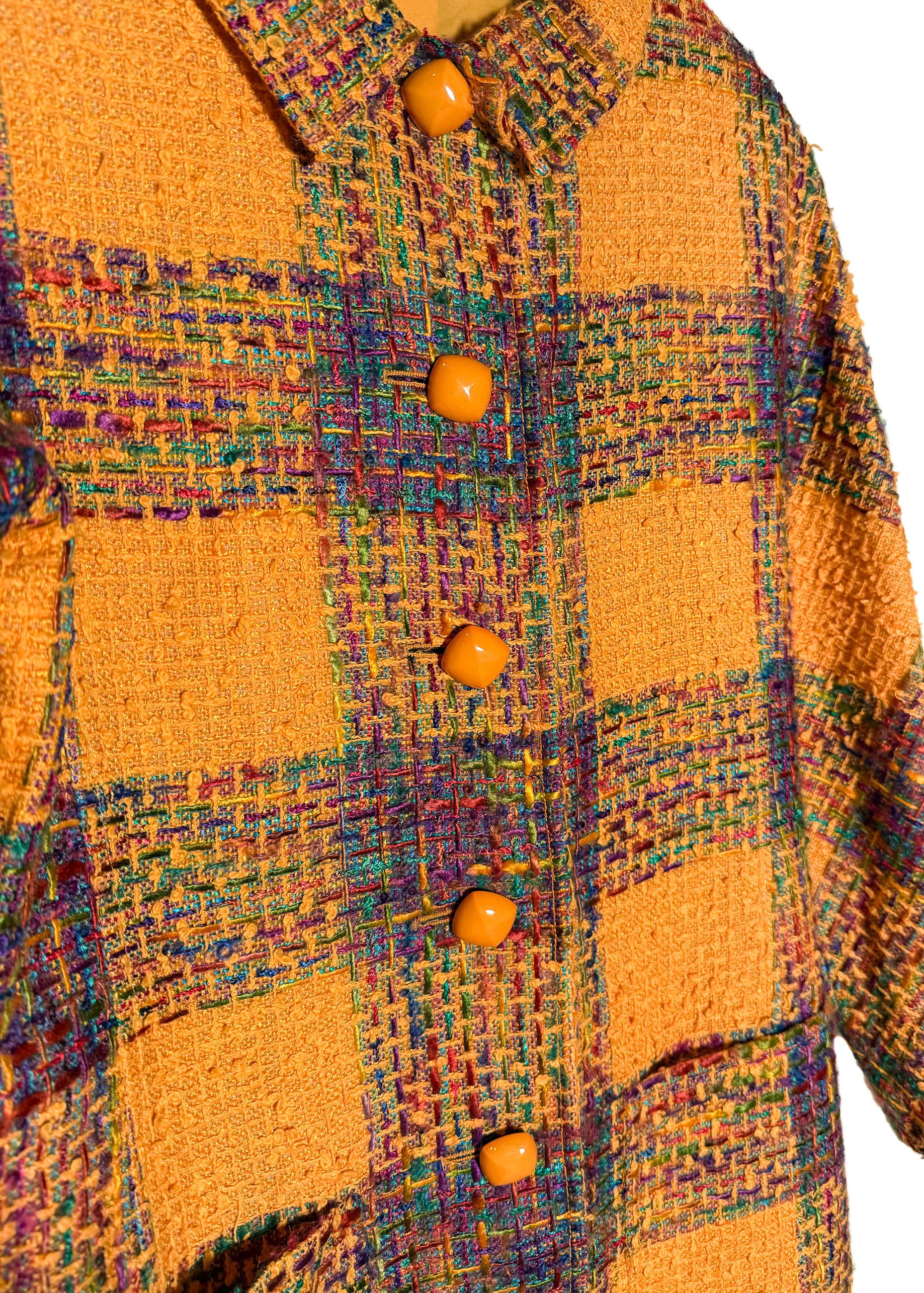 Valentino Valentino Boutique Vintage Orange Checkered Tweed Coat Size M / US 6-8 / IT 42-44 - 3 Thumbnail