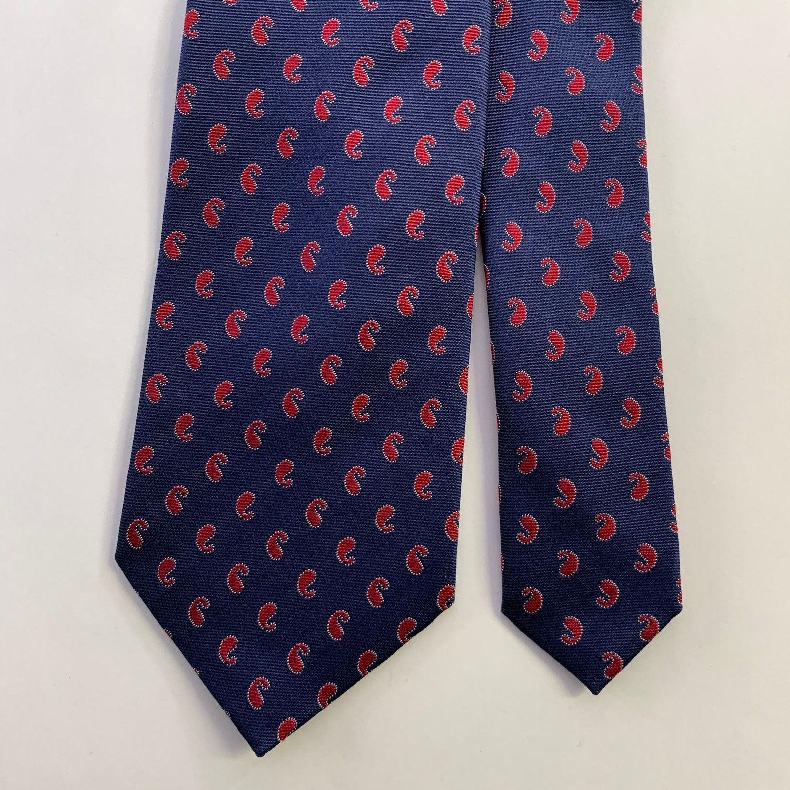 Ermenegildo Zegna ERMENEGILDO ZEGNA Navy Red Paisley Silk Tie Size ONE SIZE - 1 Thumbnail