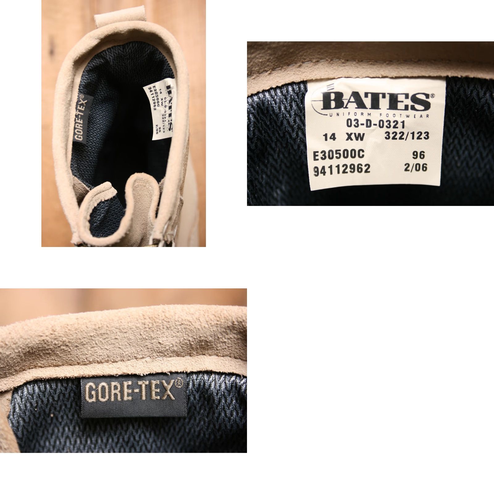 Vintage Bates Boots Mens Combat Boot Tan Suede Canvas Gore-Tex Waterproof 14 XW Vibram Sole 03-D-0321 Military Shoes Sz. 14 Leather Upper? Size US 14 / EU 47 - 8 Thumbnail