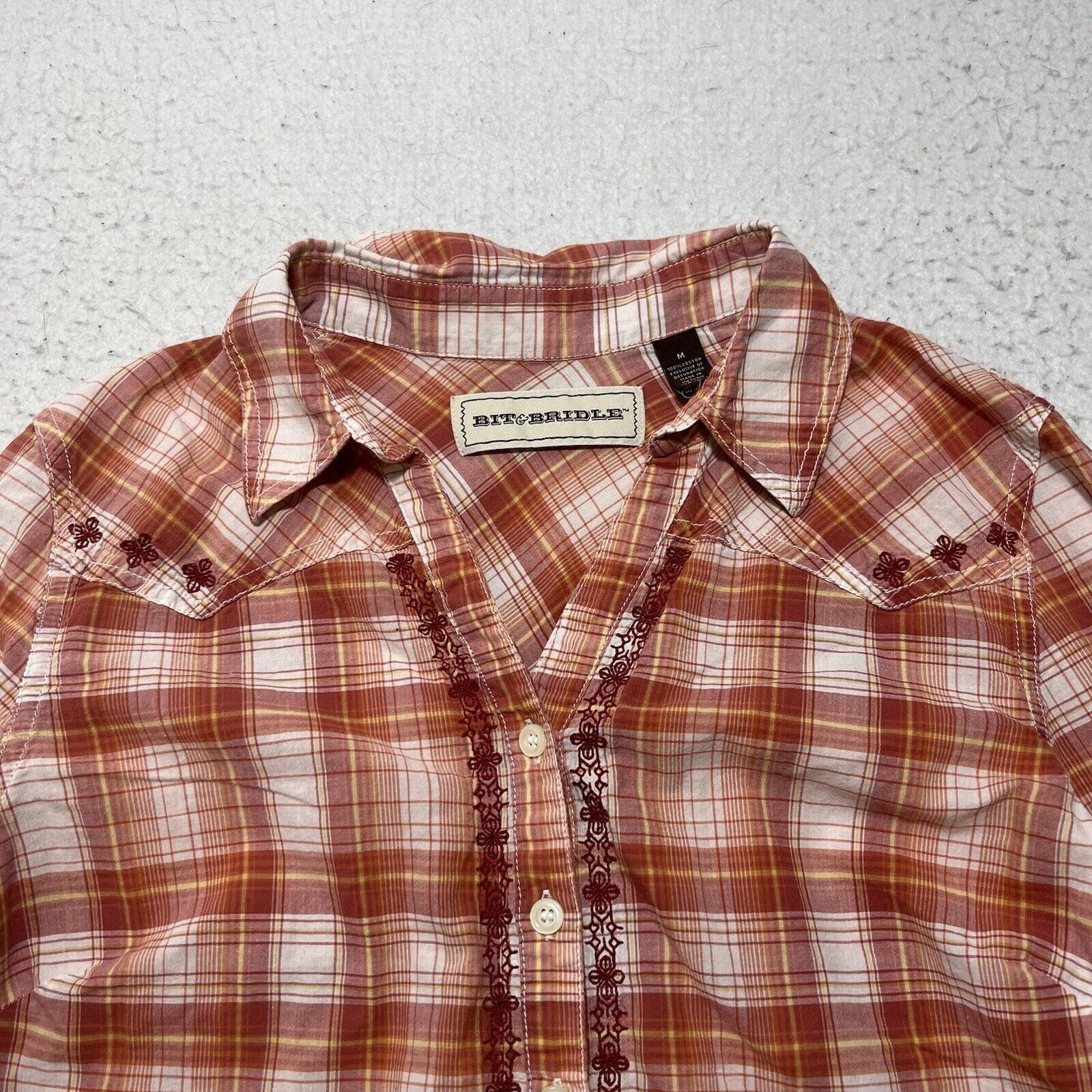 Bit & Bridle Bit & Bridle Medium Button Up Pink Plaid Striped Shirt Size M / US 6-8 / IT 42-44 - 2 Thumbnail
