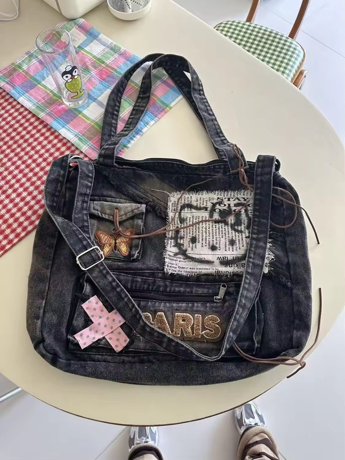 Japanese Brand Capacity Patchwork Retro Hello Kitty Y2k Bag Size ONE SIZE - 5 Thumbnail