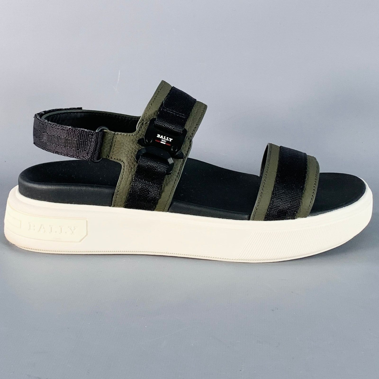 Bally BALLY Jere Black Charcoal Nylon Rubber Sole Buckle Sandals Size US 7 / EU 40 - 2 Thumbnail