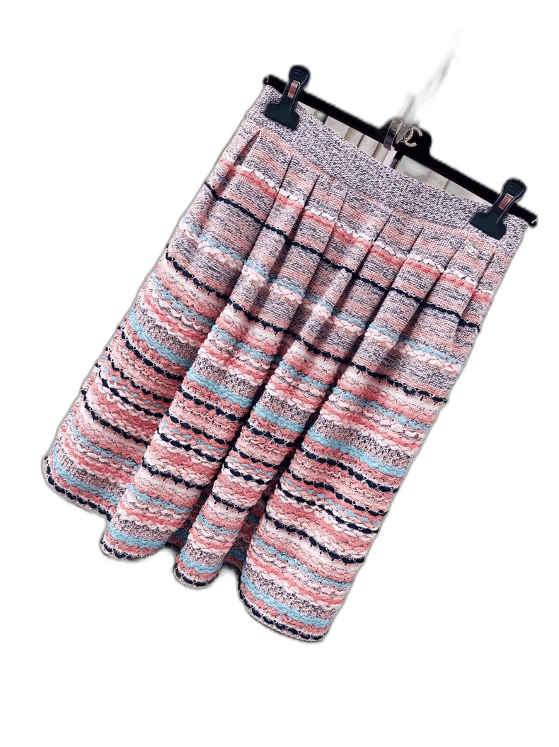 Chanel Chanel Pink Striped Knit Midi Skirt Size 36" / US 14 / IT 50 - 1 Thumbnail